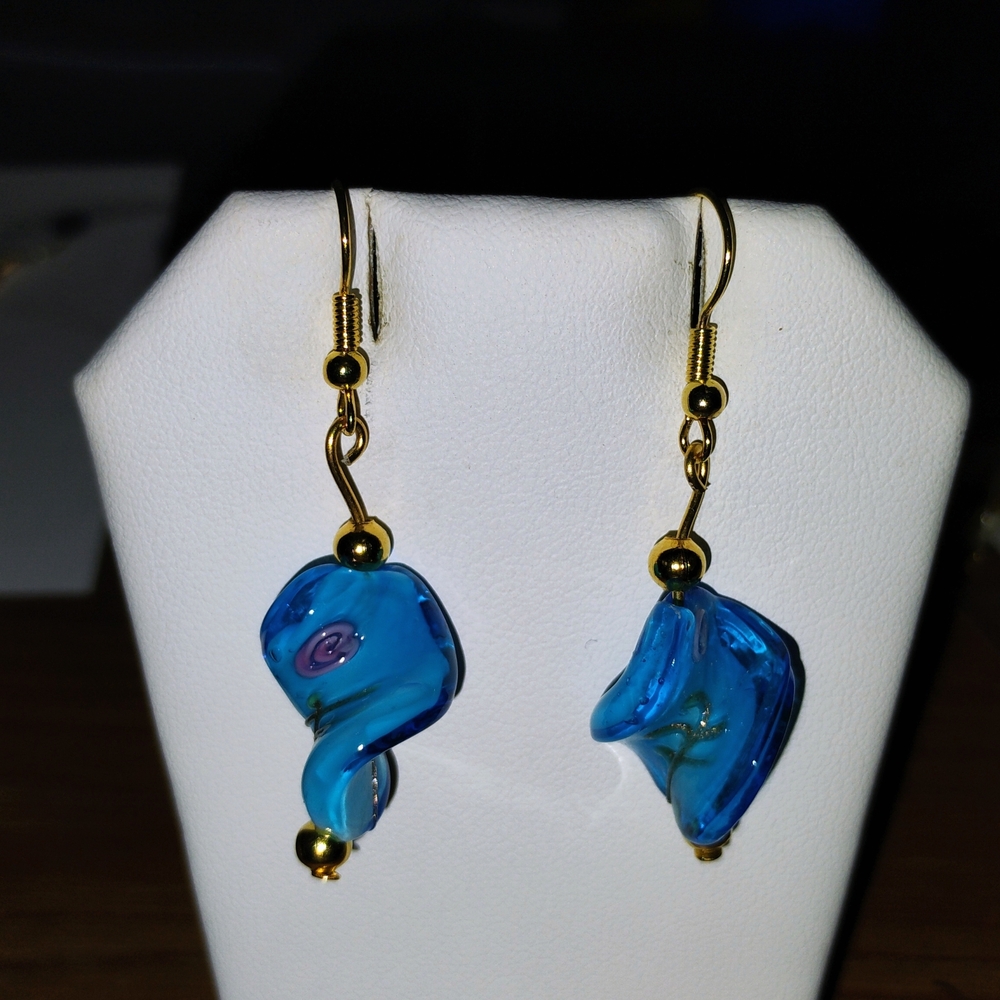 Hand Crafted Glass Swirl Drop Earrings